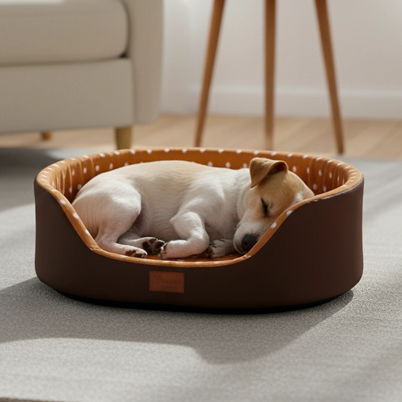 dog bed, dog bed with high sides, round dog bed, raised dog bed